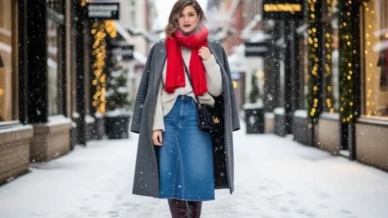 Jean Skirt Outfits for Winter