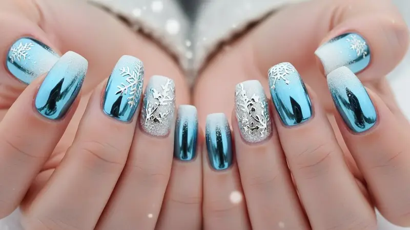 Winter Chrome Nails